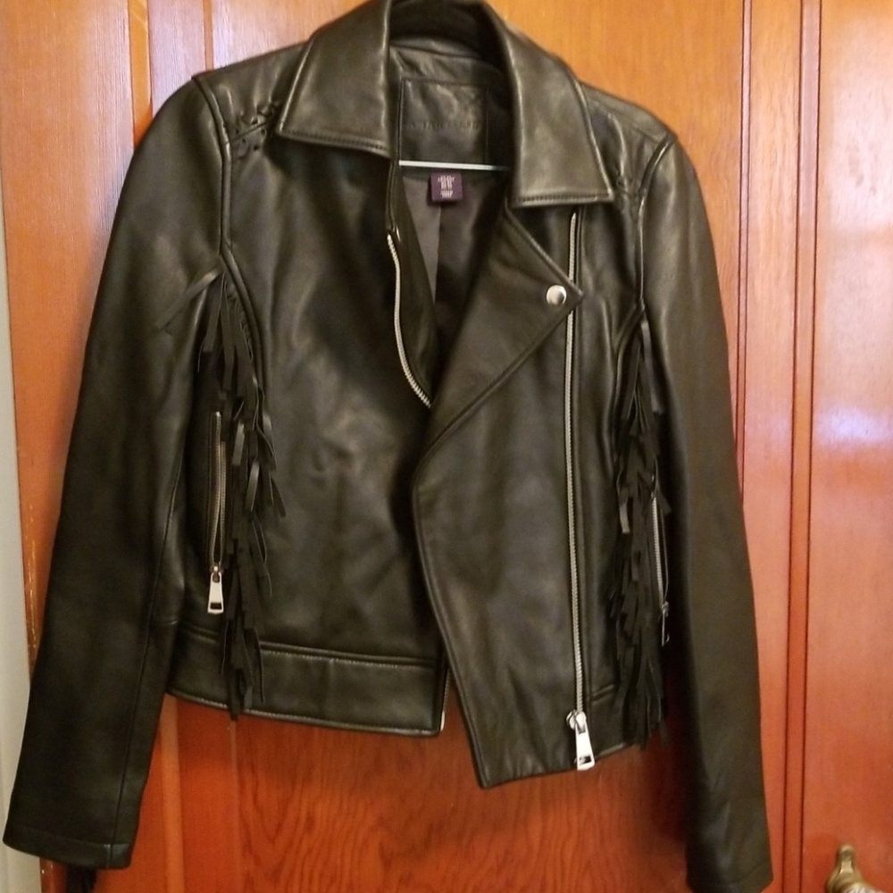 Genuine Leather Fringe Moto Jacket